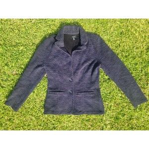 Lucky Brand Women's Blue Tweed Blazer Coat Two Button Size Small